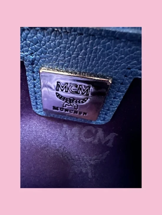 Authentic Blue MCM Handbag With Top Handle - Picture 3 of 4